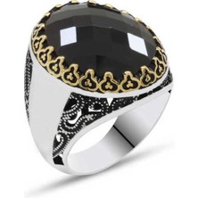 Gumush Gümüş Siyah Zirkon Taşlı Erkek Yüzük