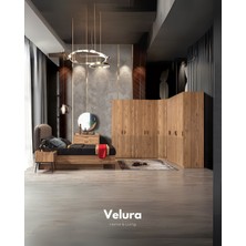 Velura Home & Living İzgi Yatak Odası Takımı (10 Ahşap Kapaklı Dolap + Şifonyer + Komodin + Karyola)