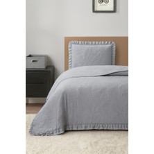 Çeyiz Diyarı Madrid Elyaf Dolgulu Tek Kişilik 180X240 cm Yatak Örtüsü Gri