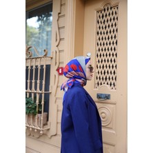 Kuqos Dokulu Etnik Desenli Eşarp Saks