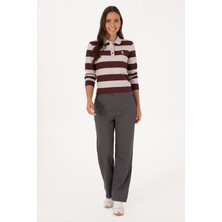 U.S. Polo Assn. Kadın Antrasit Straight Fit Kanvas Pantolon 50316895-VR006