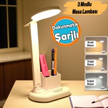 Nzb Şarjlı Masa Lambası Gece Lambası Dokunmatik 3 Renk Telefon Tutucu Kademeli Çalışma Okuma Işığı 10W