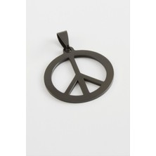 Zero Ds-Derin Barış Işareti Çelik Kolye Ucu 2,5 Cm-Siyah