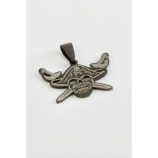 Zero Ds-Derin Kılıç Kuru Kafa Çelik Kolye Ucu 3 Cm-Siyah