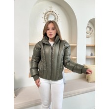 Femina Trendy Puffer Kısa Mont Haki ST25534