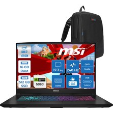 MSI Msı Katana 17 Hx Intel Core I7 14650HX 16GB Ddr5 512GB SSD Freedos RTX5060 8gb Gddr7 115W 17 Inç 2k QHD(2560X1440) 240HZ Gaming Laptop B14WFK216XTRF02 + Zetta Çanta