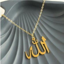 Zero Sepetim Allah Yazılı Uçlu Kolye-Sarı