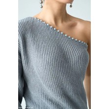 Cemo Tek Kollu Yakası Incılı Trıko Kazak