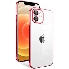 Zore Apple iPhone 12 Kılıf Kamera Korumalı Renkli Çerçeveli Senk Garaj Kapak-Kırmızı