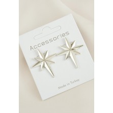 Zero Resveq Yıldız Yeni Sezon Metal Küpe-Gümüş Rengi