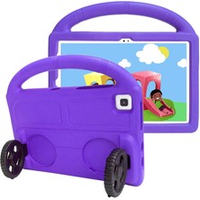 Zore Galaxy Tab S6 Lite P610  Uyumlu Senk Wheel Car Tekerlek Standlı Tablet Eva Silikon Kılıf-Mor
