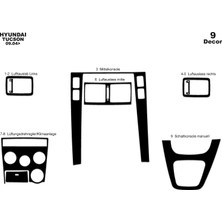 Mars Cockpit Design Hyundai Tucson Konsol-Torpido Kaplama 2004-2010 9 Parça Piano Black