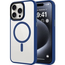 Zore Apple iPhone 15 Pro Kılıf Mat Arka Yüzey Wireless Şarj Özellikli Senk Flet Magsafe Kapak-Midnight