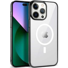 Zore iPhone 13 Pro Uyumlu Senk Wireless Şarj Özellikli Pixel Magsafe Kapak-Siyah