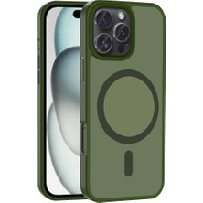 Zore iPhone 16 Pro Max Kılıf Magsafe Şarj Özellikli Mat Arka Yüzey Senk Sio Kapak-Koyu Yeşil