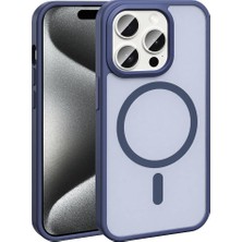 Zore Apple iPhone 15 Pro Kılıf Magsafe Şarj Özellikli Mat Arka Yüzey Senk Sio Kapak-Lacivert