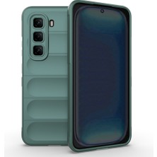 Zore Infinix Hot 50 4g Kılıf Esnek Tpu Oyuklu Arka Yüzey Tasarımlı Senk Etnik Silikon Kapak - Koyu Yeşil