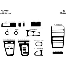 Mars Cockpit Design Hyundai Sonata Konsol-Torpido Kaplama 1993-1996 18 Parça Piano Black