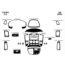 Mars Cockpit Design Hyundai H1 Konsol-Torpido Kaplama 2008 32 Parça Piano Black