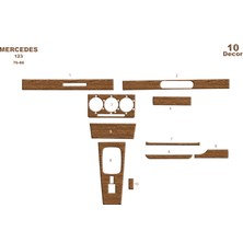 Mars Cockpit Design Mercedes 123 Konsol-Torpido Kaplama 1976-1986 10 Parça Açık Meşe