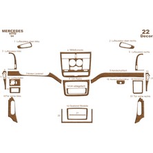 Mars Cockpit Design Mercedes Vito Konsol-Torpido Kaplama 2004-2006 22 Parça Açık Meşe