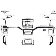 Mars Cockpit Design Mercedes Vito Piano Black Kaplama 2004-2006 22 Parça Siyah Karbon