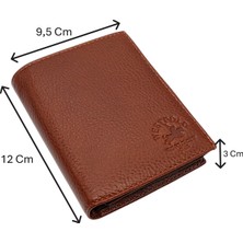 Westpolo Hakiki Deri Kağıt Para, Bozuk Para ve Bol Kart Bölmeli Erkek Cüzdanı - Taba