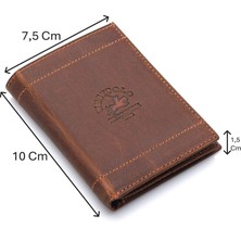 Westpolo Hakiki Eskitme Deri Kağıt Para ve Kart Bölmeli Erkek Cüzdanı - G2 Taba