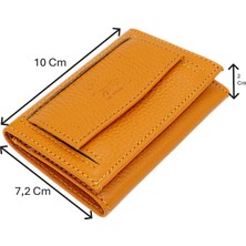 Westpolo Unisex Hakiki Deri Bozuk Para ve Kağıt Para Bölmeli Cüzdan Kartlık - Hardal