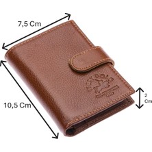 Westpolo Hakiki Deri Kağıt Para ve Bol Şeffaf Kart Bölmeli Patlı Unisex Kartlık - Fındık