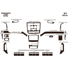 Mars Cockpit Design Mercedes Viano Otomatik Konsol-Torpido Kaplama 2006 31 Parça Koyu Meşe