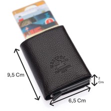 Westpolo Mories Unisex Hakiki Guti Deri Kağıt Para Bölmeli ve Mekanizmalı Cüzdan Kartlık - Kahve