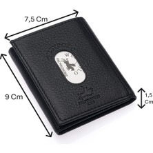 Westpolo Hakiki Deri Kağıt Para ve Kart Bölmeli Unisex Cüzdan - Siyah