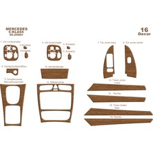 Mars Cockpit Design Mercedes C Serisi Konsol-Torpido Kaplama 2000-2006 16 Parça Açık Meşe