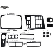Mars Cockpit Design Mercedes Atego Axor Konsol-Torpido Kaplama  2004 25 Parça Siyah Karbon