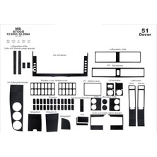 Mars Cockpit Design Mercedes Atego Axor Konsol-Torpido Kaplama 2001-2004 51 Parça Siyah Karbon