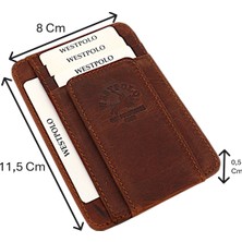 Westpolo Hakiki Eskitme Deri Mıknatıslı Unisex Kartlık - G2 Taba