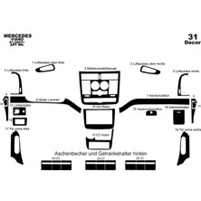Mars Cockpit Design Mercedes Viano Manuel Konsol-Torpido Kaplama 2006 31 Parça Piano Black