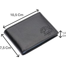 Westpolo Hakiki Deri Kağıt Para ve Bol Şeffaf Kart Bölmeli Unisex Kartlık - Siyah