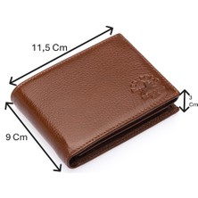 Westpolo Hakiki Deri Bozuk Para ve Bol Kart Bölmeli Fermuarlı ve Patlı Erkek Cüzdanı - Taba