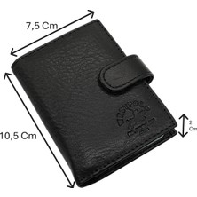 Westpolo Hakiki Deri Kağıt Para ve Bol Şeffaf Kart Bölmeli Patlı Unisex Kartlık - Siyah