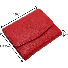 Westpolo Hakiki Deri Kağıt Para, Bozuk Para ve Bol Kart Bölmeli Kadın Cüzdan - Kırmızı