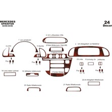 Mars Cockpit Design Mercedes Sprinter Konsol-Torpido Kaplama 2000-2006 24 Parça Maun