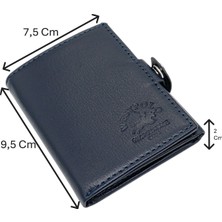 Westpolo Hakiki Deri Bozuk Para, Kağıt Para ve Kart Bölmeli Patlı Erkek Cüzdan - Lacivert