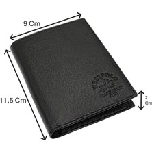 Westpolo Hakiki Deri Kağıt Para ve Bozuk Para Bölmeli Erkek Cüzdanı - Siyah