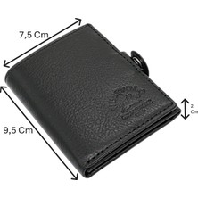 Westpolo Hakiki Deri Bozuk Para, Kağıt Para ve Kart Bölmeli Patlı Erkek Cüzdan - Siyah