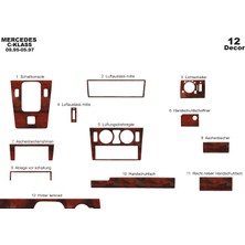 Mars Cockpit Design Mercedes C Serisi Konsol-Torpido Kaplama 1995-1997 12 Parça Maun