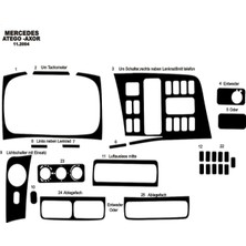 Mars Cockpit Design Mercedes Atego Axor Konsol-Torpido Kaplama  2004 25 Parça Piano Black