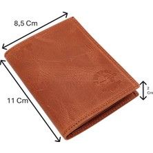 Westpolo Hakiki Eskitme Deri Kağıt Para, Bozuk Para ve Kart Bölmeli Erkek Cüzdanı - Taba