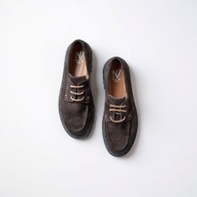 Ne&Ve Shoes Kahve Süet Hakiki Deri Bağcıklı Kalın Tabanlı Kadın Günlük Ayakkabı